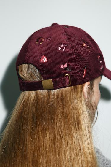 CASQUETTE EN VELOURS CÔTELÉ BRODÉ - Bordeaux de Zara - Image 2