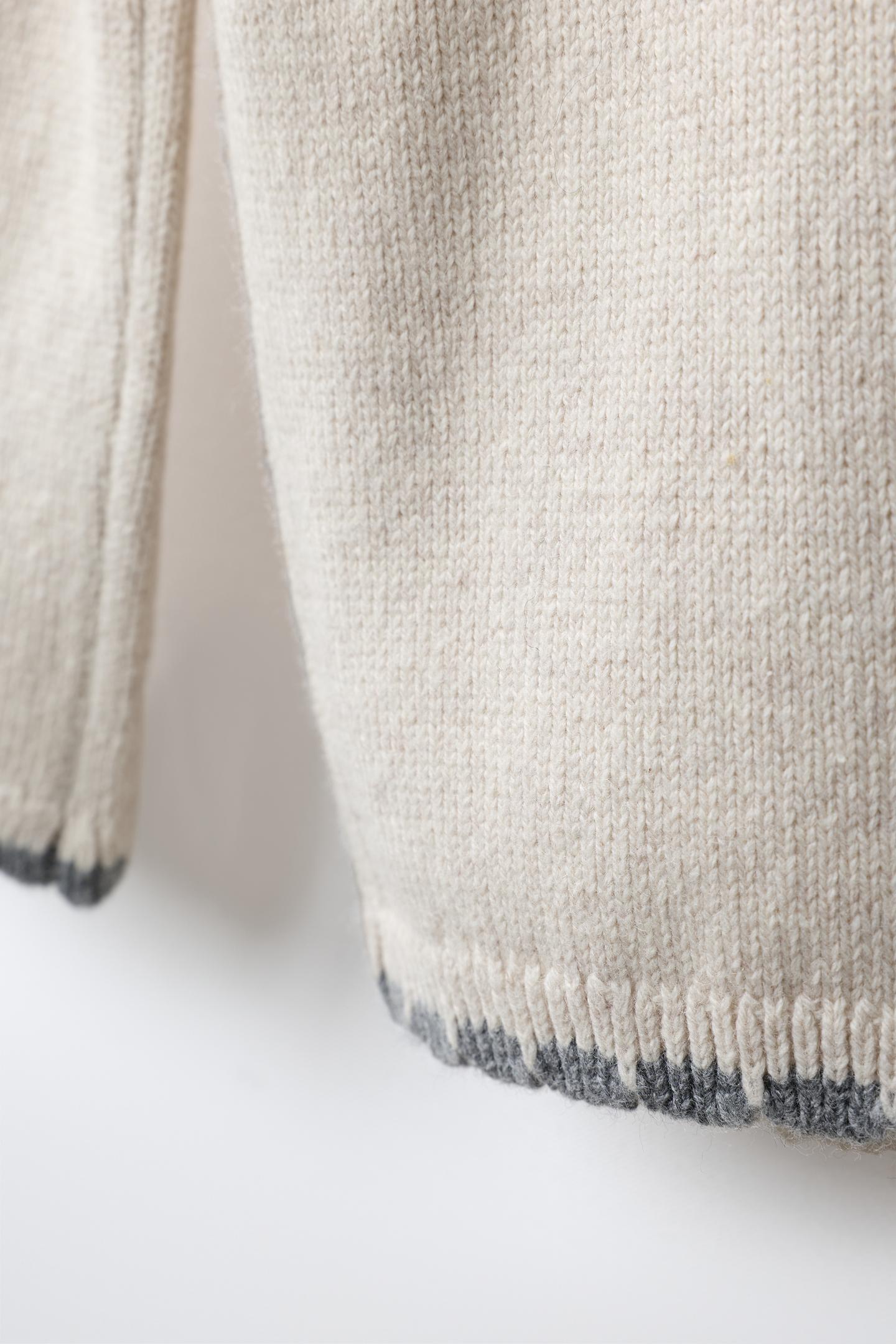 Детские брюки Zara Wool-Blend Embroidered Floral Knit Culottes, цвет: Экрю / Меланжевый — фото 4