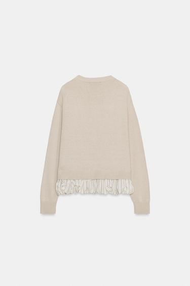 CONTRAST KNIT CARDIGAN - Sand by Zara