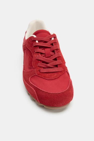 LEATHER TRAINERS - Red by Zara - Image 4