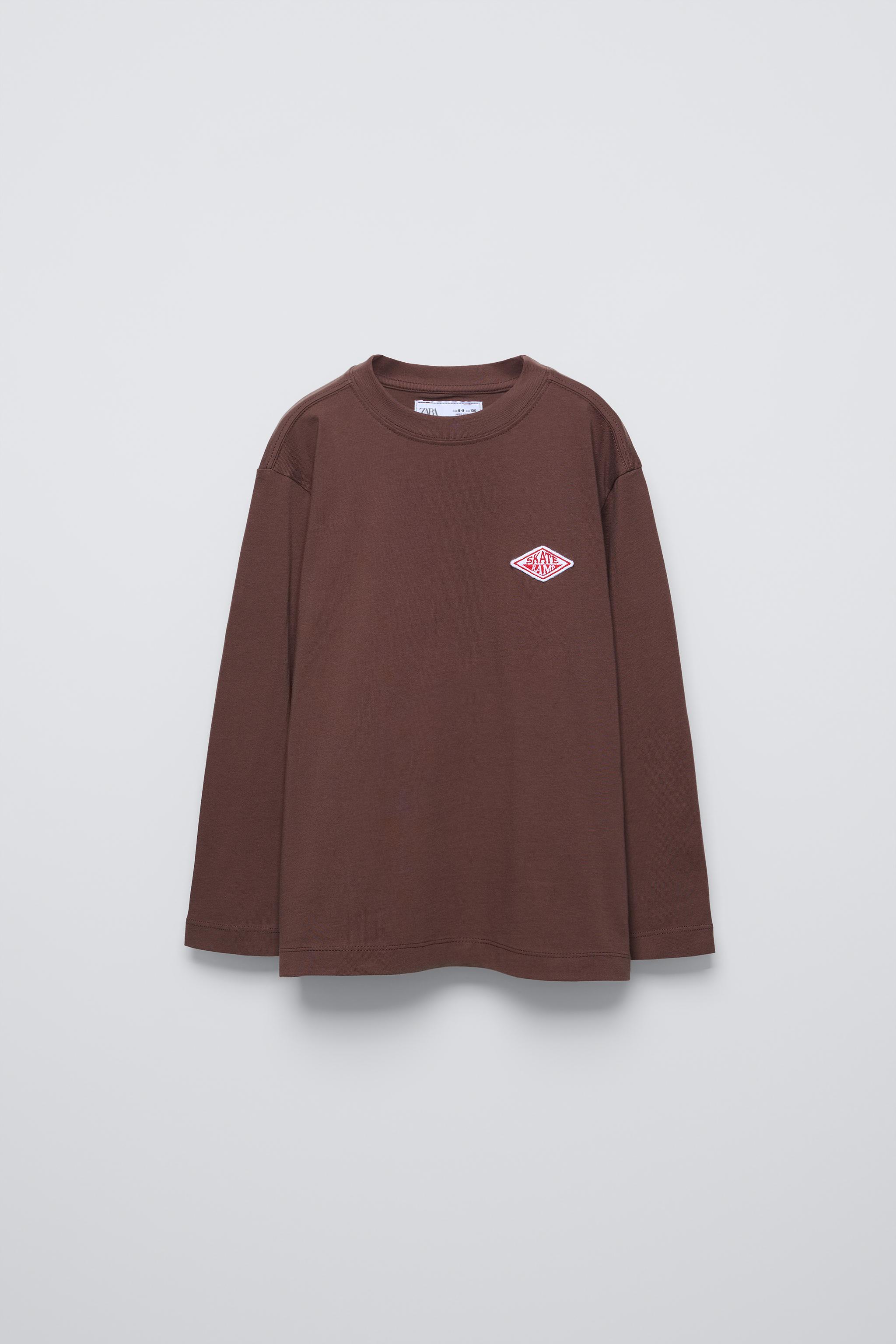 PATCH T-SHIRT - Brown | ZARA Australia