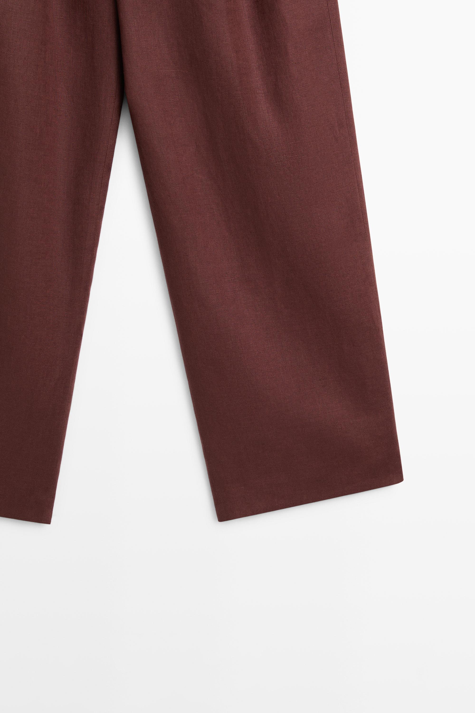 Pantalon jambe large plis lin