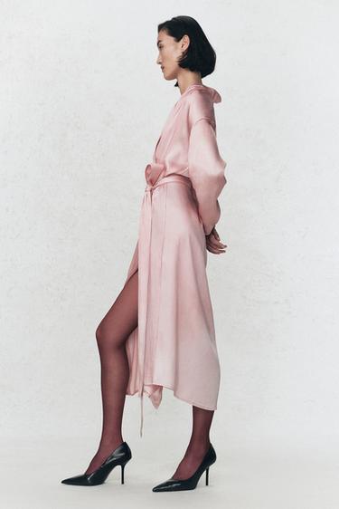 SOSHIOTSUKI X ZARA SATIN BELTED DRESS - Pink by Zara