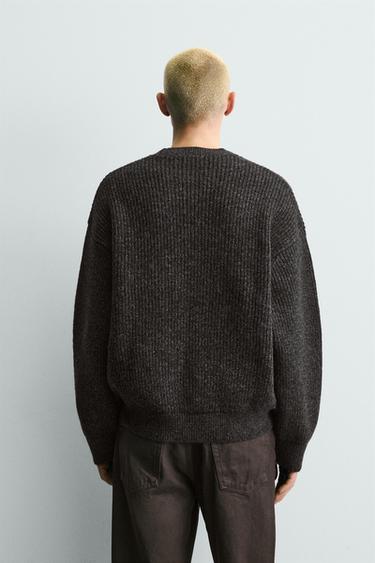 CONTRAST TEXTURED JUMPER - Black by Zara - Image 2