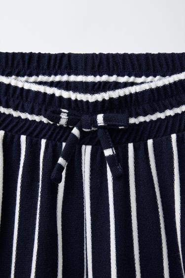 STRIPED STRAIGHT-LEG TROUSERS - Navy blue by Zara - Image 2