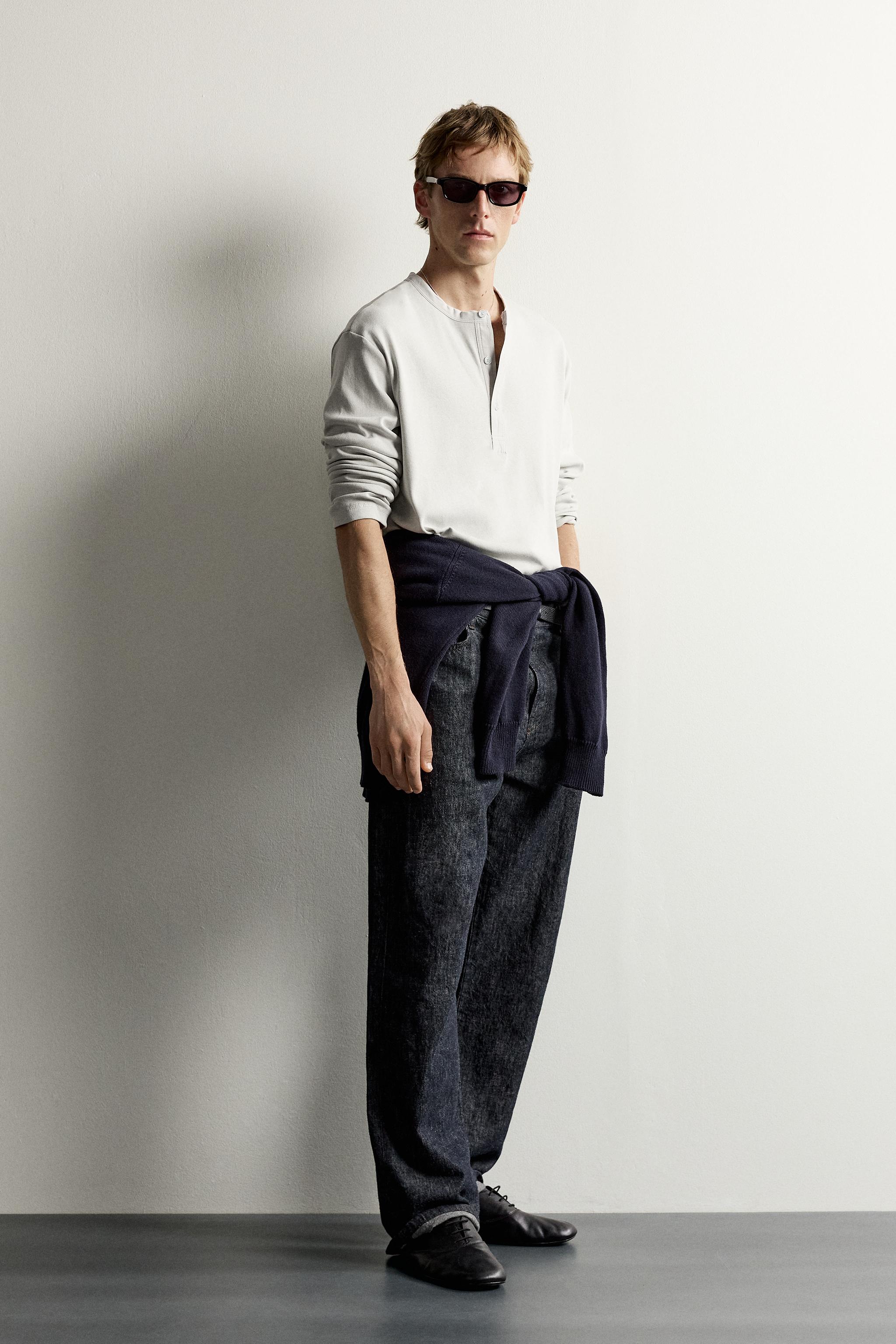 Zara RELAXED FIT DÜĞMELİ YAKA T-SHIRT görsel 4