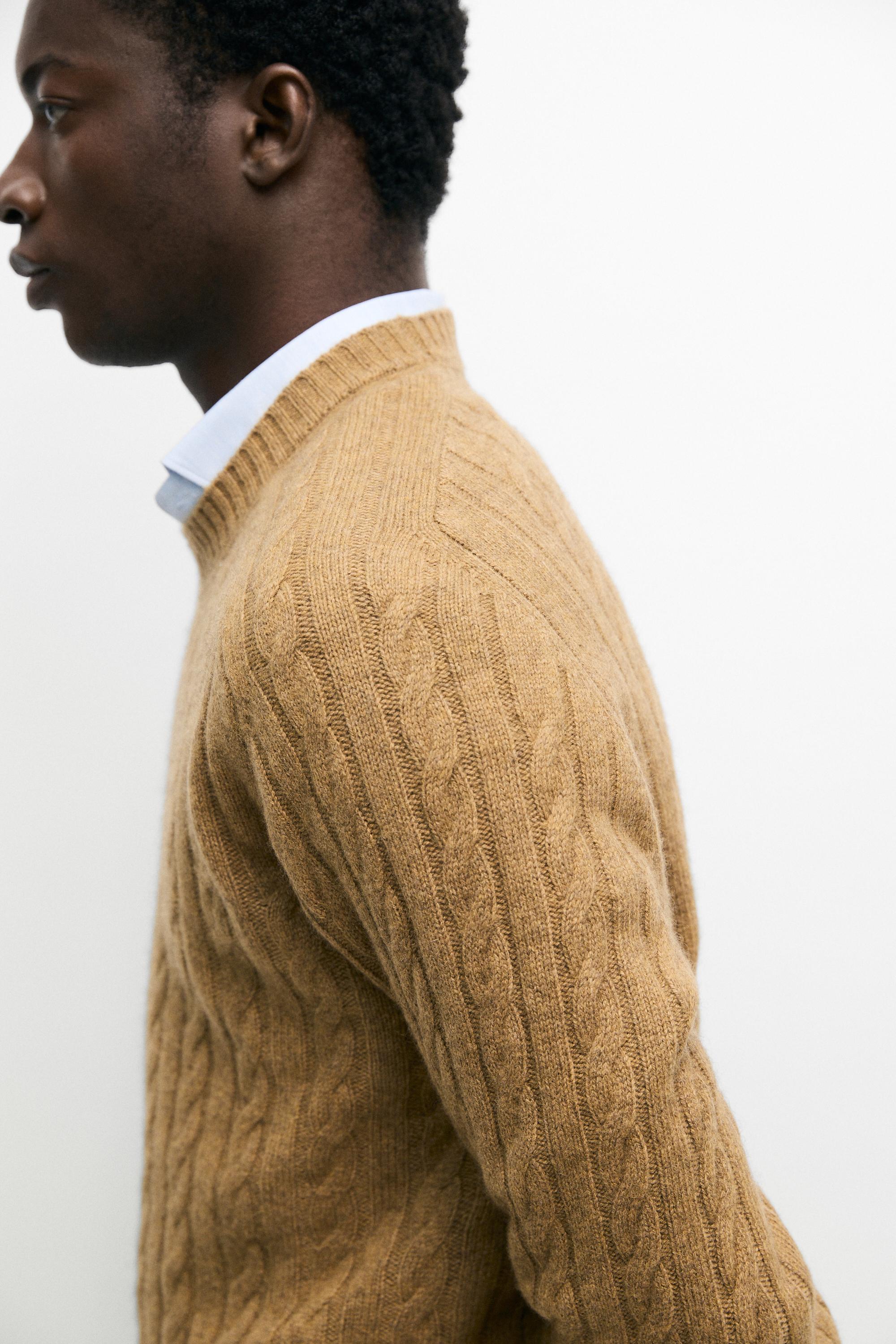 Cable knit wool blend sweater