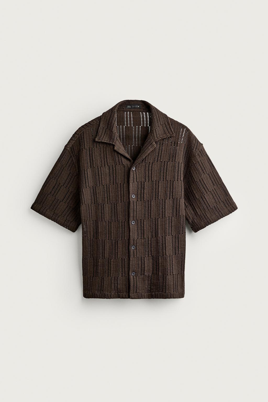 RELAXED FIT OPEN-KNIT SHIRT