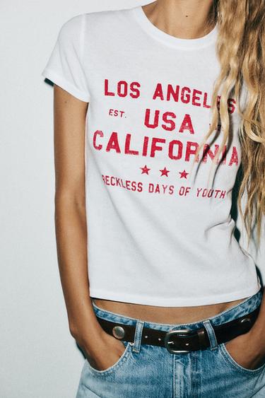 CAMISETA EFECTO LAVADO - Blanco de Zara