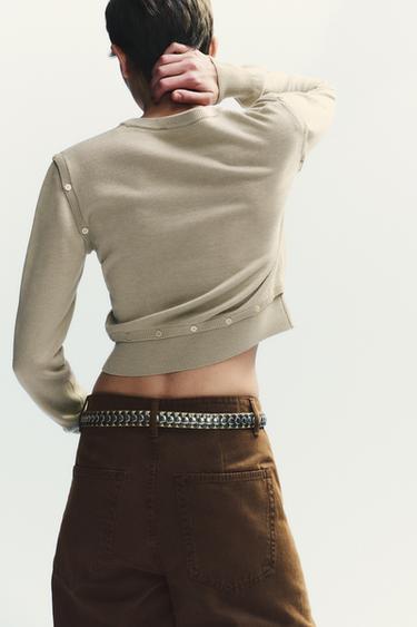 BUTTON DETAIL KNIT SWEATER - Beige by Zara - Image 7