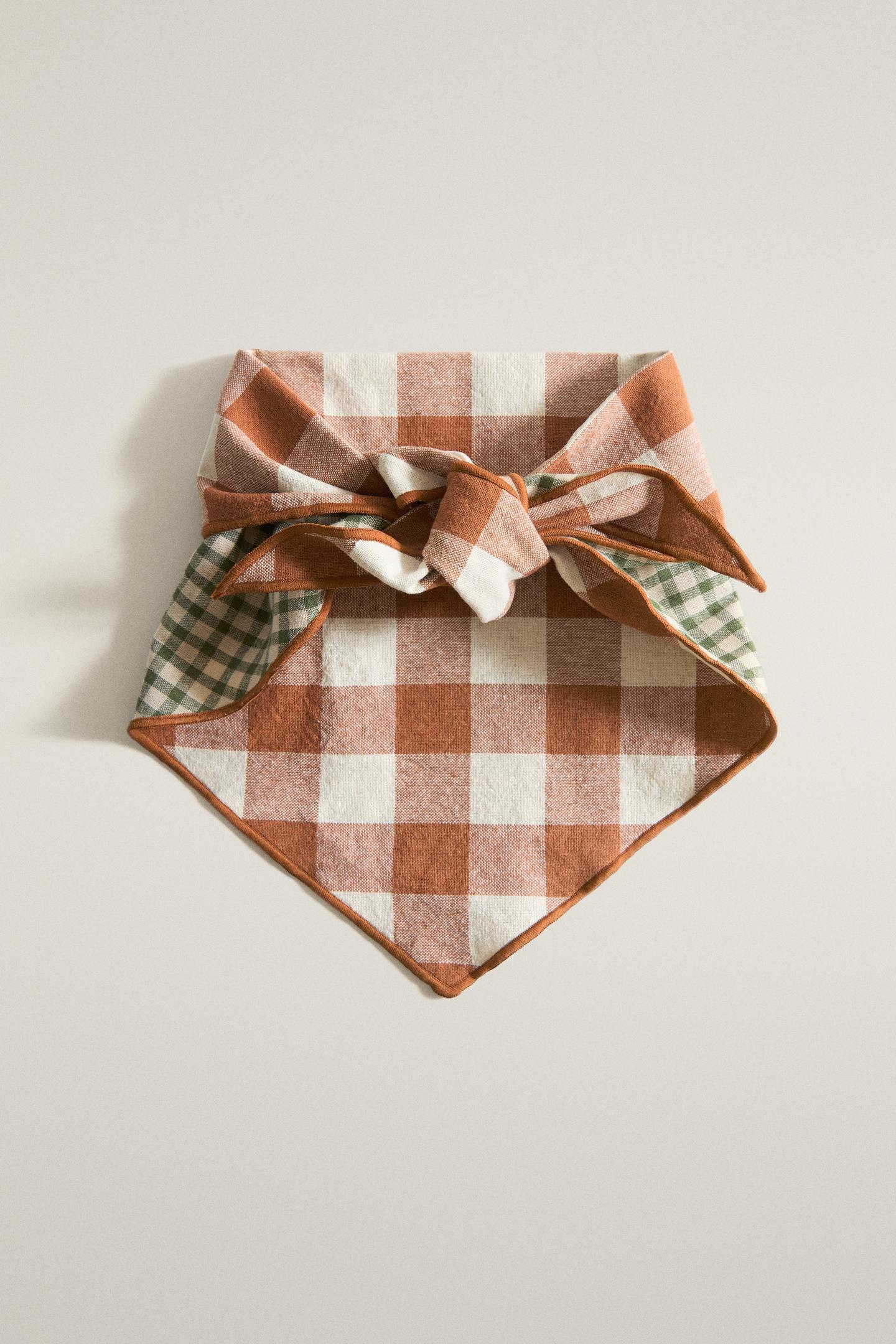 Zara Reversible Check Pet Bandana, цвет: Оранжевый — фото 2