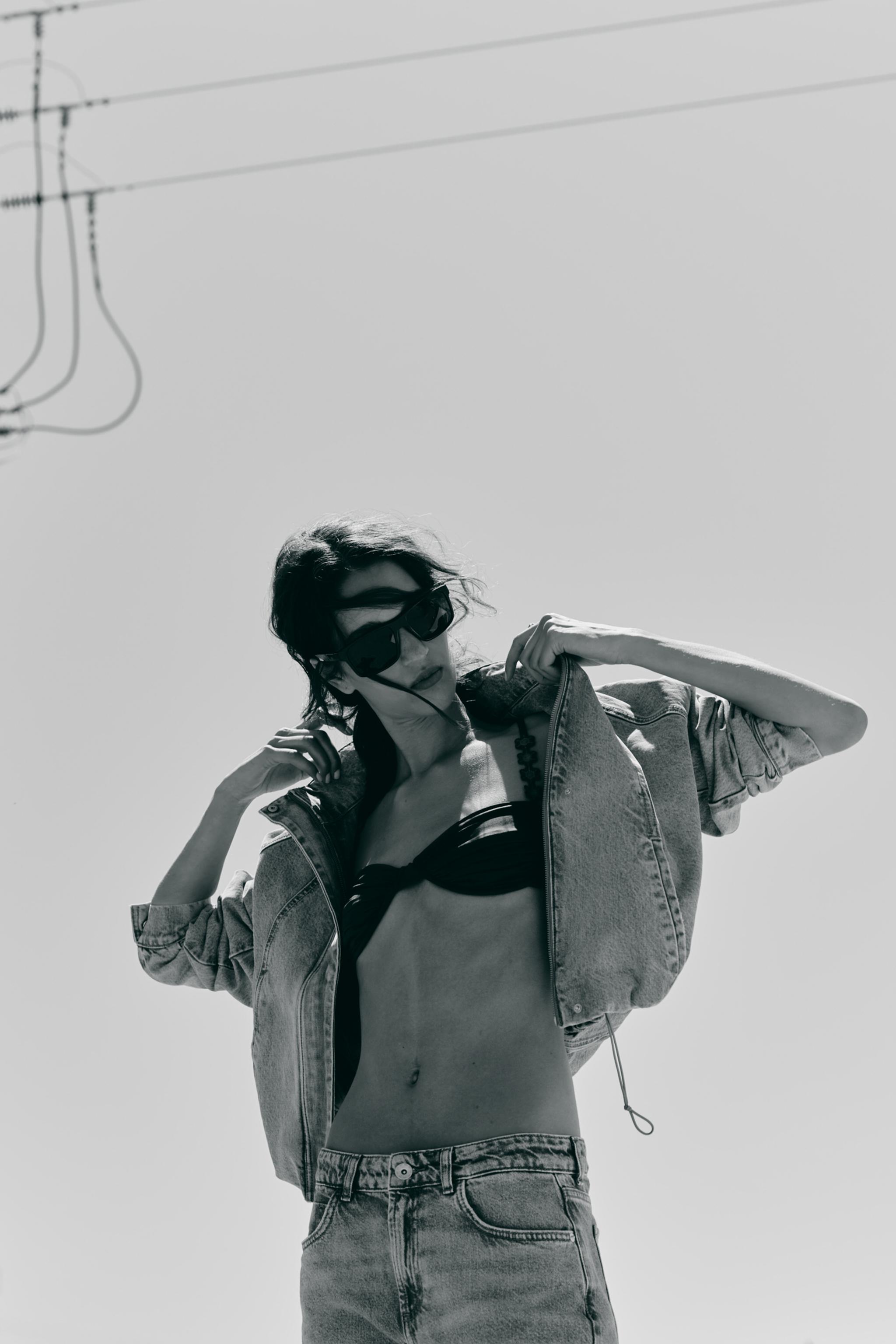 Z1975 HIGH NECK DENIM BOMBER JACKET