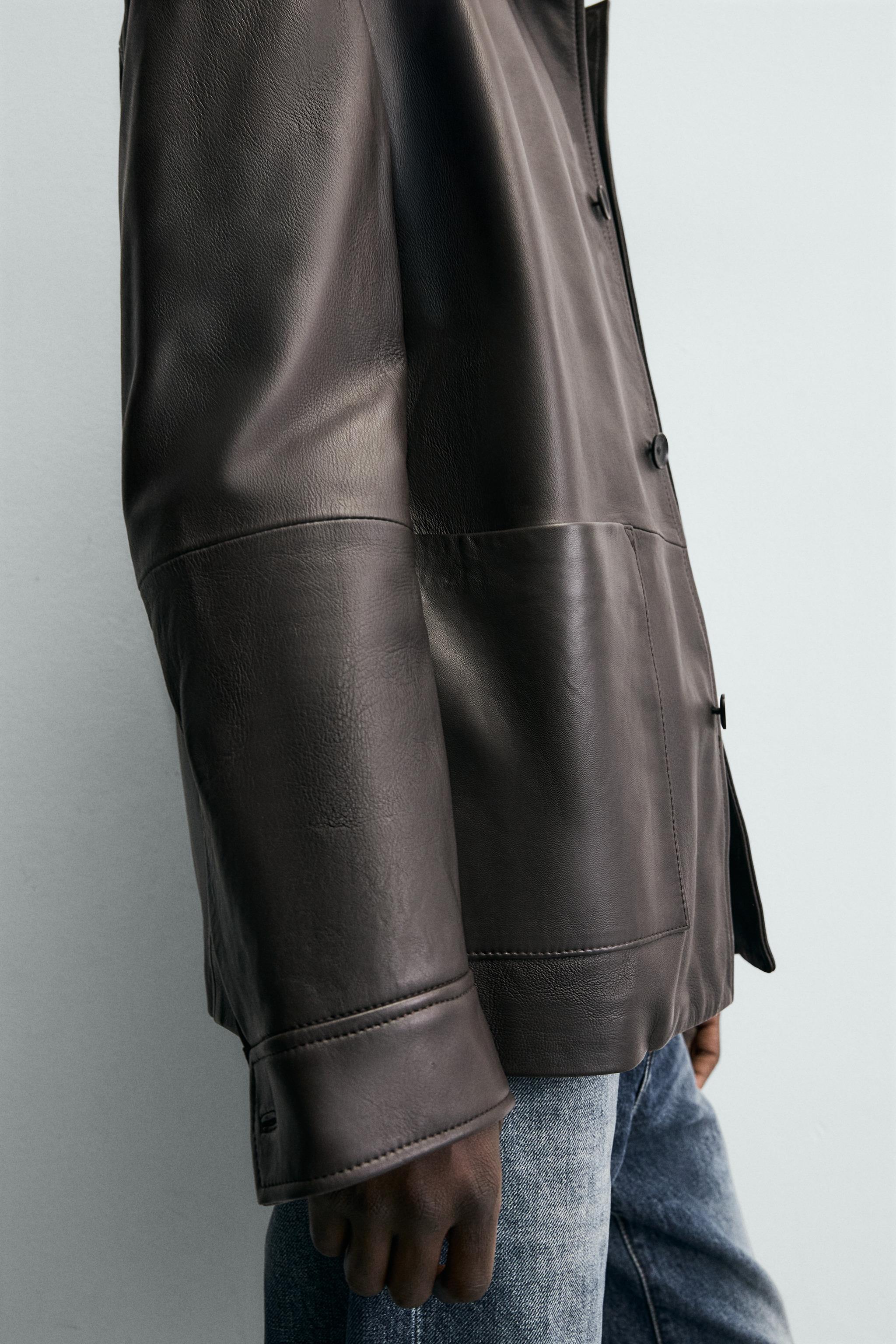 BLOUSON EN CUIR À POCHES