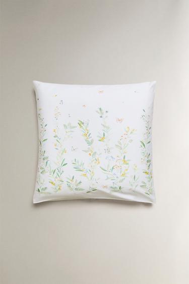 LEAF AND FLORAL PRINT SATEEN PILLOWCASE - Oyster-white by Zara - Image 2
