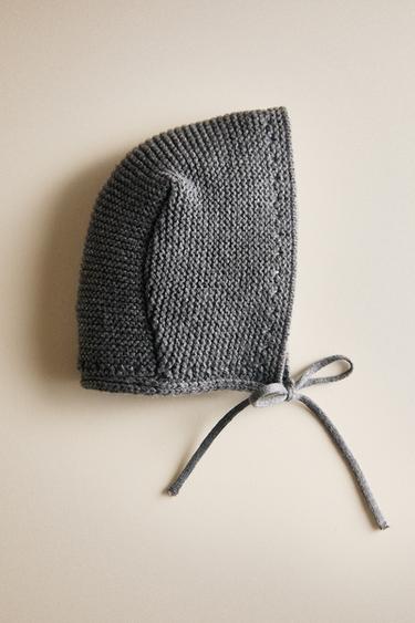 KNIT BABY BONNET - Grey by Zara