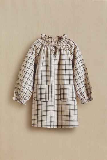 CHILDREN'S CHRISTMAS CHECK COTTON NIGHTDRESS - Ecru by Zara - Image 4