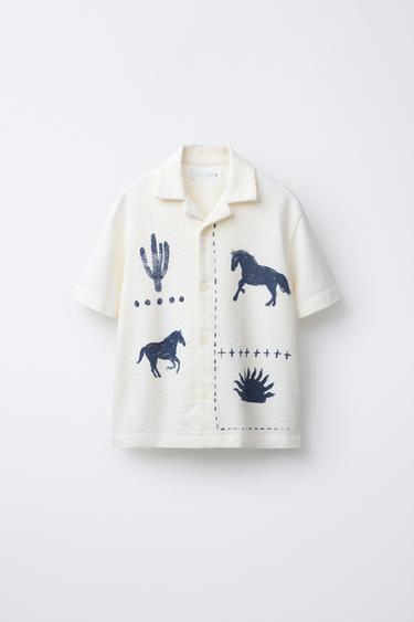 HORSE PRINT SHIRT - Ecru by Zara