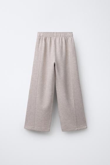 WIDE-LEG GYM TROUSERS WITH CONTRAST TRIMS - Sand / Marl by Zara - Image 1