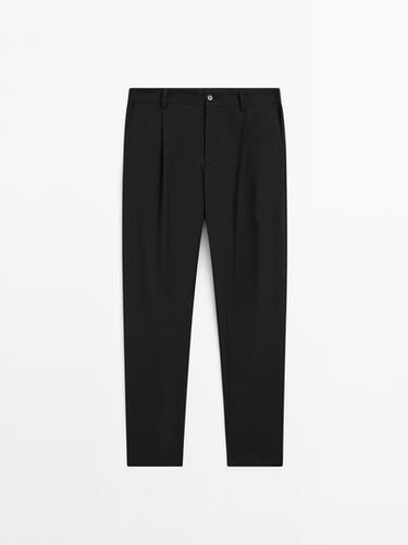 Zara Relaxed fit cool wool blend trousers - Black - Image 0