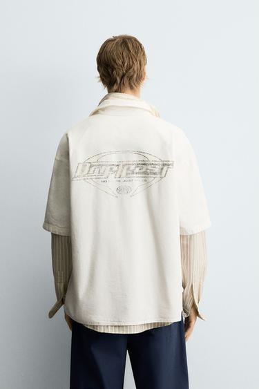 Zara WASHED PRINT SHIRT - White