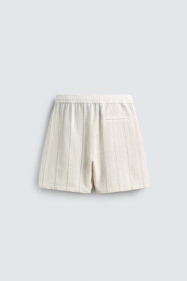 TEXTURED REGULAR FIT BERMUDA SHORTS - Ecru by Zara - Image 7