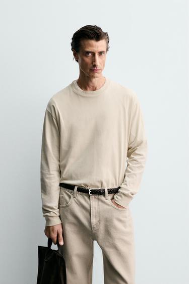 LIGHTWEIGHT LONG SLEEVE T-SHIRT - Beige by Zara
