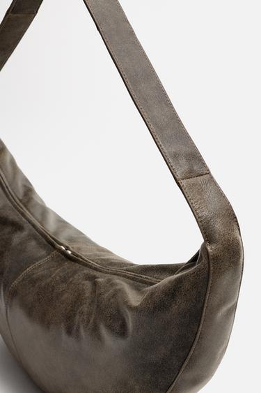 CRACKLED LEATHER BAG - Black by Zara - Image 4