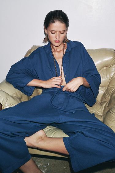 CAMISA CON LINO ZW COLLECTION - Índigo de Zara