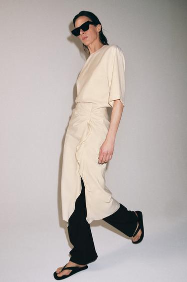 ZW COLLECTION DRAPED MIDI DRESS - Mid-ecru by Zara - Image 8