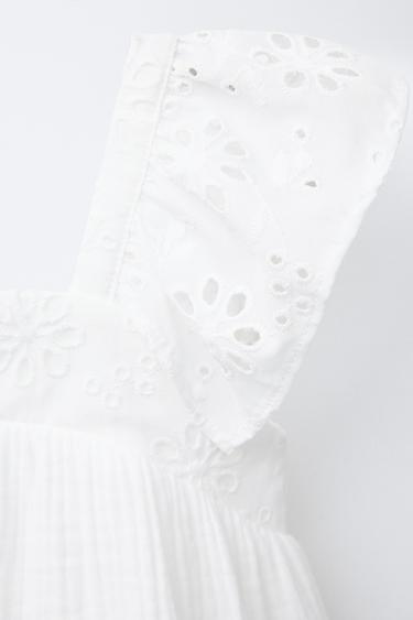ROBE À TEXTURE FLEURS BRODÉES - Blanc de Zara - Image 2