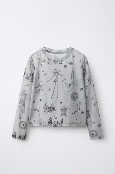 Zara THE NIGHTMARE BEFORE CHRISTMAS © DISNEY TULLE T-SHIRT - Gray