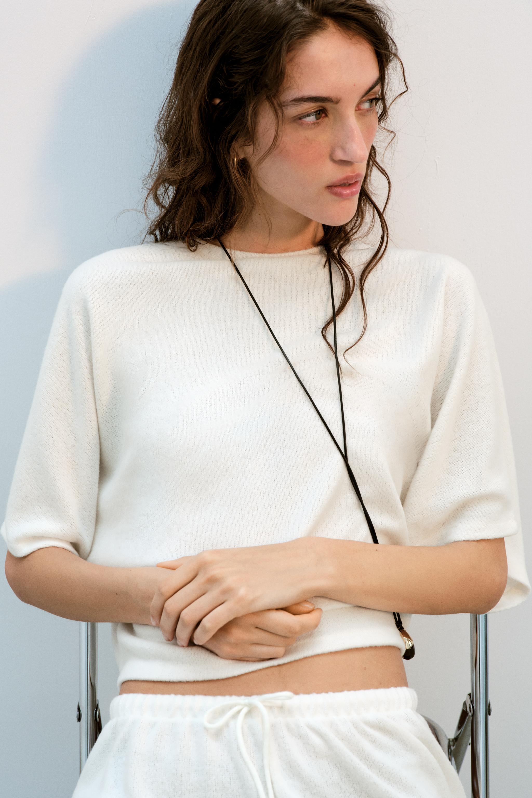 Zara RUSTİK KISA KOLLU TOP görsel 3
