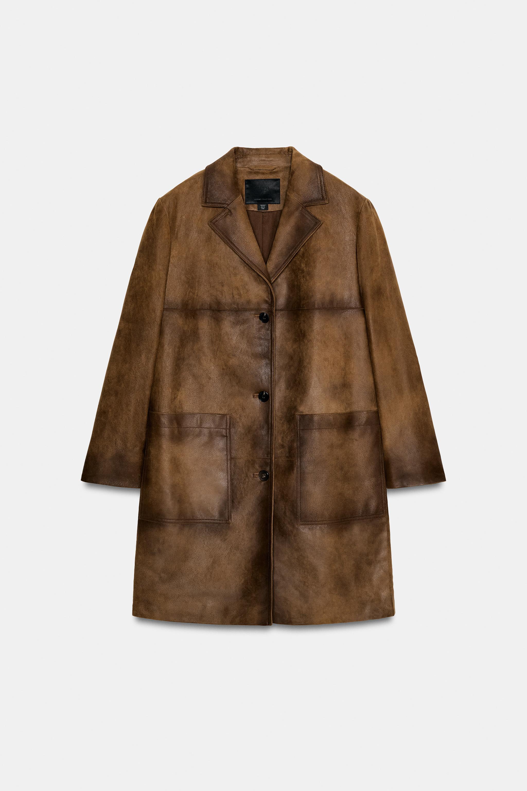 Женские куртки Zara 100% LEATHER COAT ZW COLLECTION LIMITED EDITION — фото 3