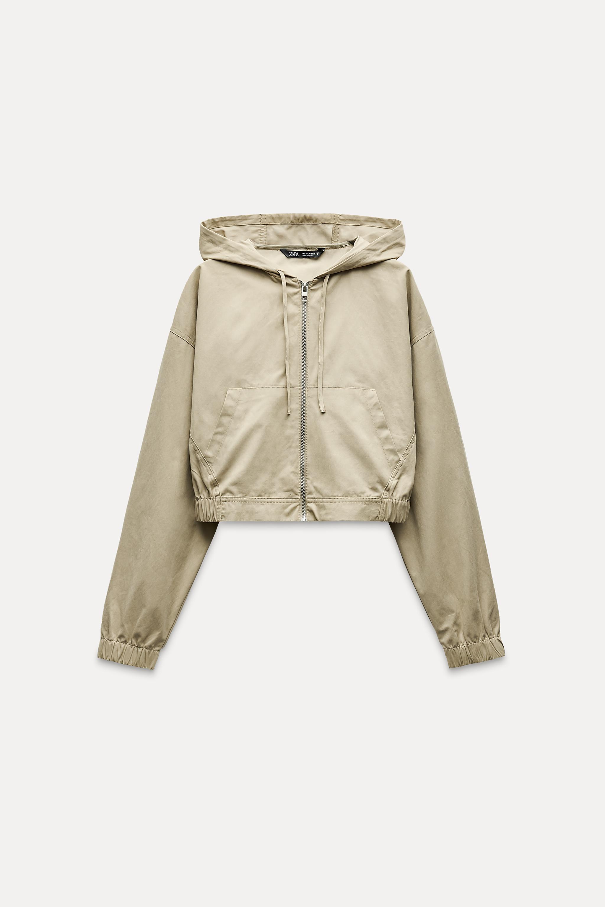 Cropped jacket with hood on sale