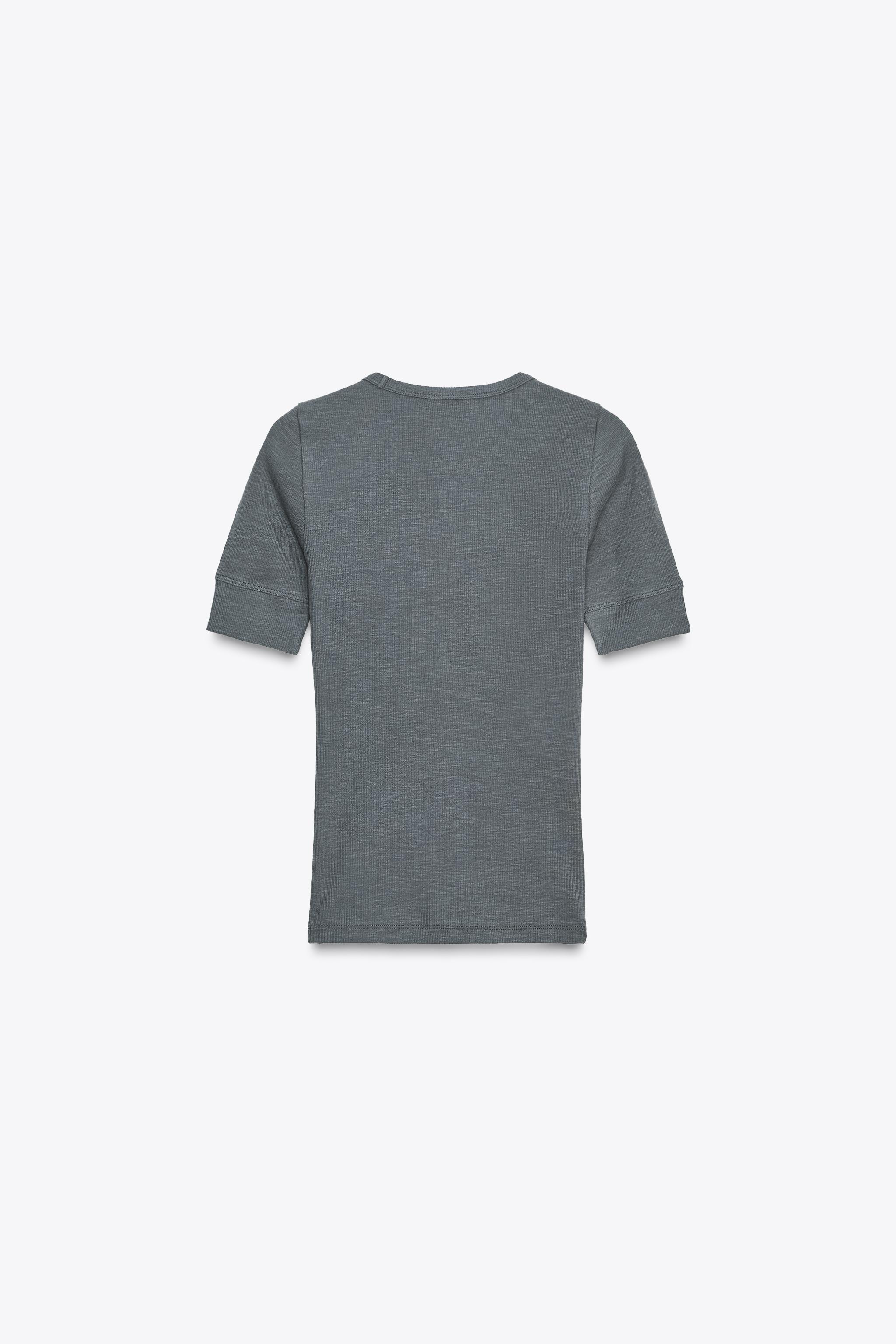SHORT SLEEVE RIB T-SHIRT - Olive green | ZARA Canada