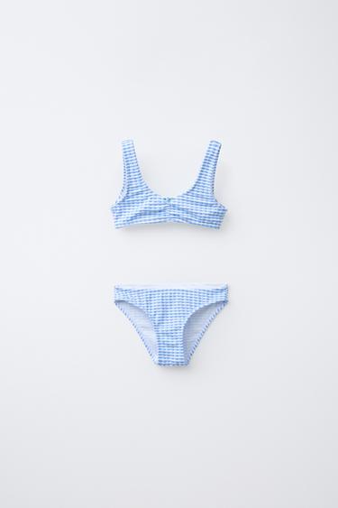 Zara AGES 6-14/ GINGHAM BIKINI - Blue - Image 0