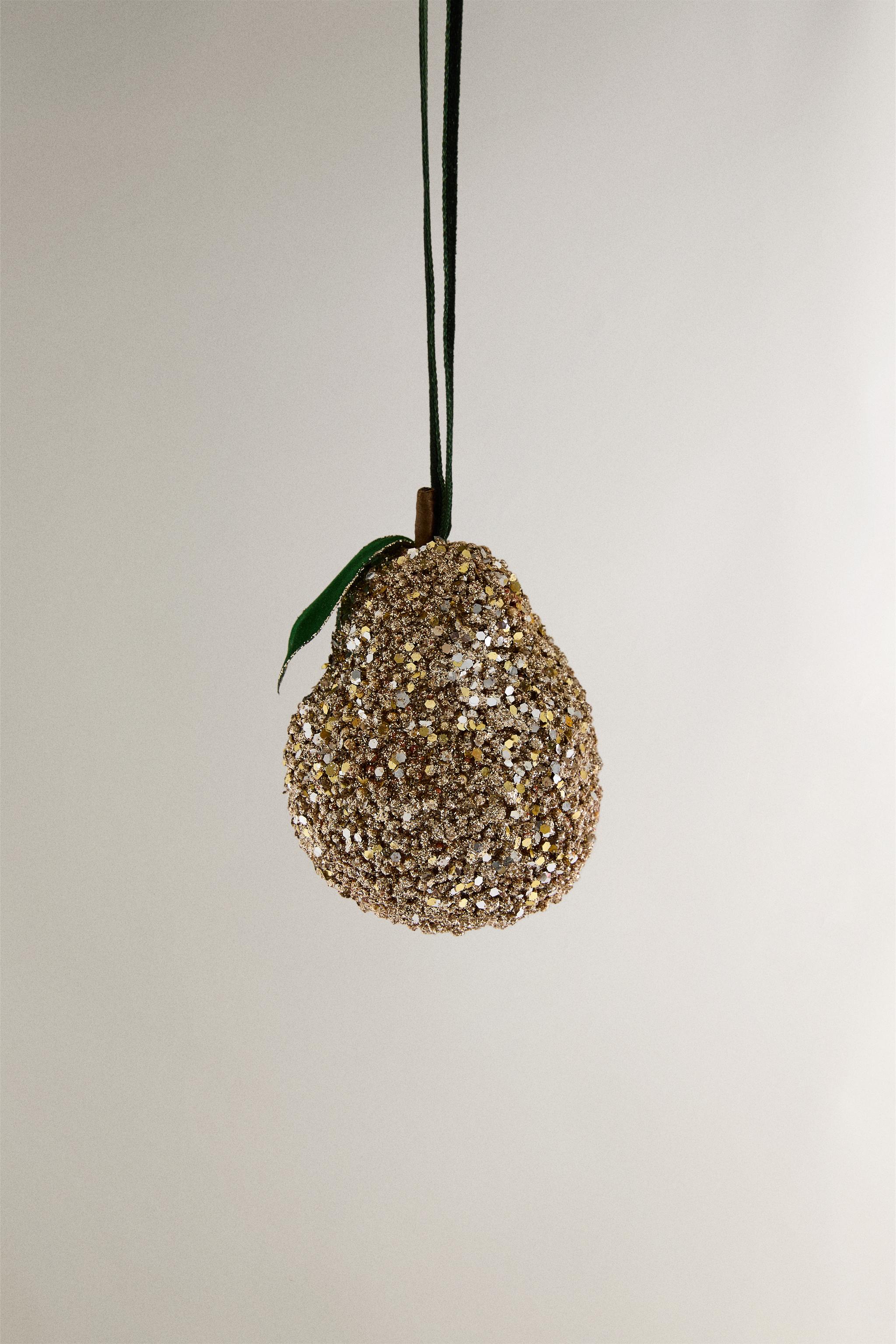 GLITTERY PEAR CHRISTMAS TREE ORNAMENT
