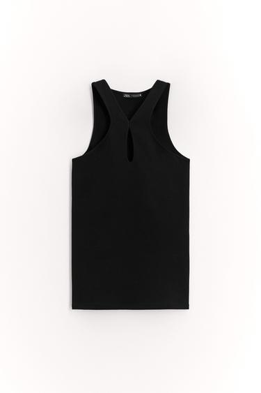 Zara HALTER TOP WITH OPENING - Black