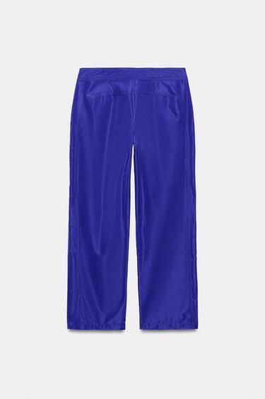 PANTALON EN NYLON COURT AVEC CORDONS - Bleu de Zara - Image 3