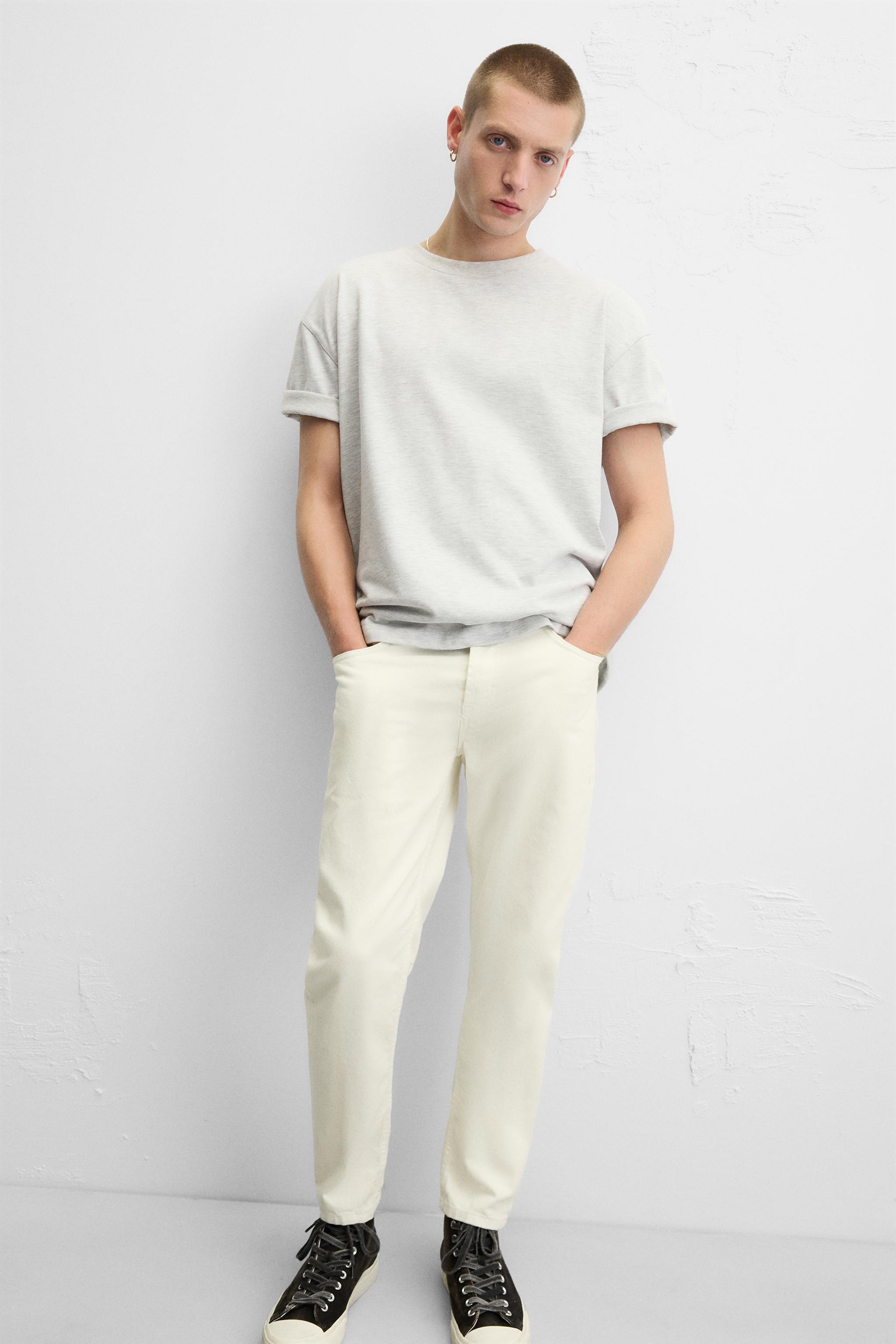 スリムフィットクロップドジーンズ - オフホワイト | ZARA Japan