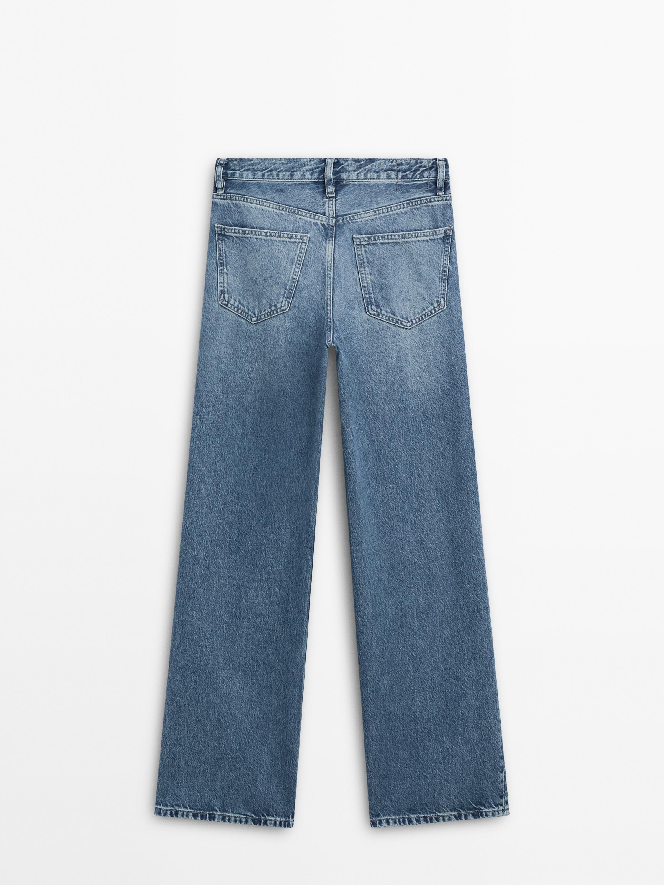 Wide-leg high-waist jeans - Light blue | ZARA United States