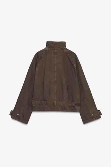 BELTED COTTON JACKET - Brown by Zara - Image 8