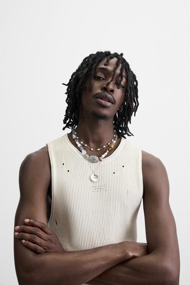 SPRAY PRINT KNIT T-SHIRT - Oyster-white by Zara - Image 5