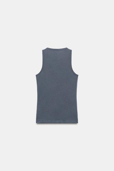 TOP À BOUTONS ET LIN - bleu-poudré de Zara - Image 2