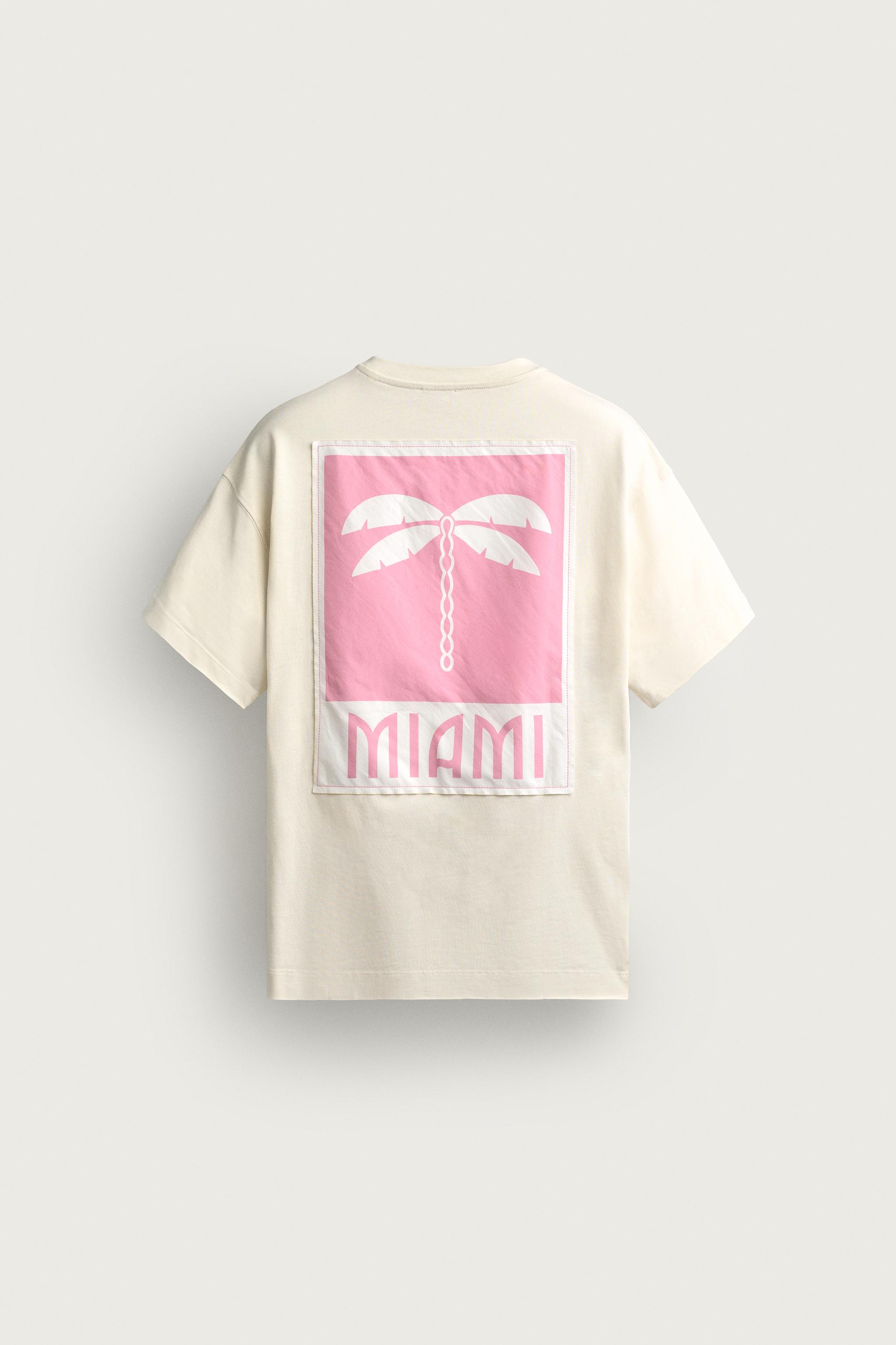 Мужские футболки Zara MIAMI PATCH RELAXED FIT T-SHIRT — фото 7