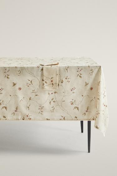 TISCHDECKE MIT BLUMENMUSTER UND SPITZENKANTE - Beige von Zara - Bild 0