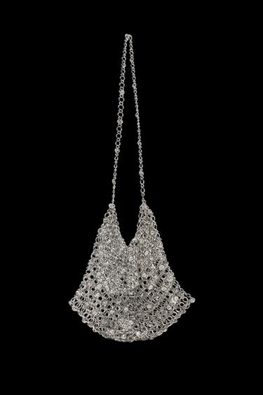 MINI BEADED BUCKET BAG - Silver by Zara - Image 0