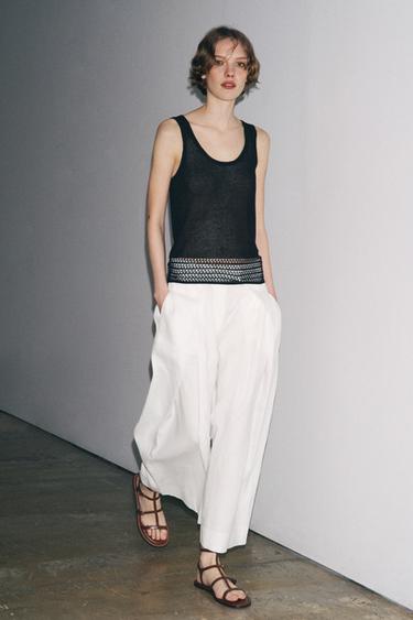 POINTELLE KNIT CROP TOP - Black by Zara - Image 4