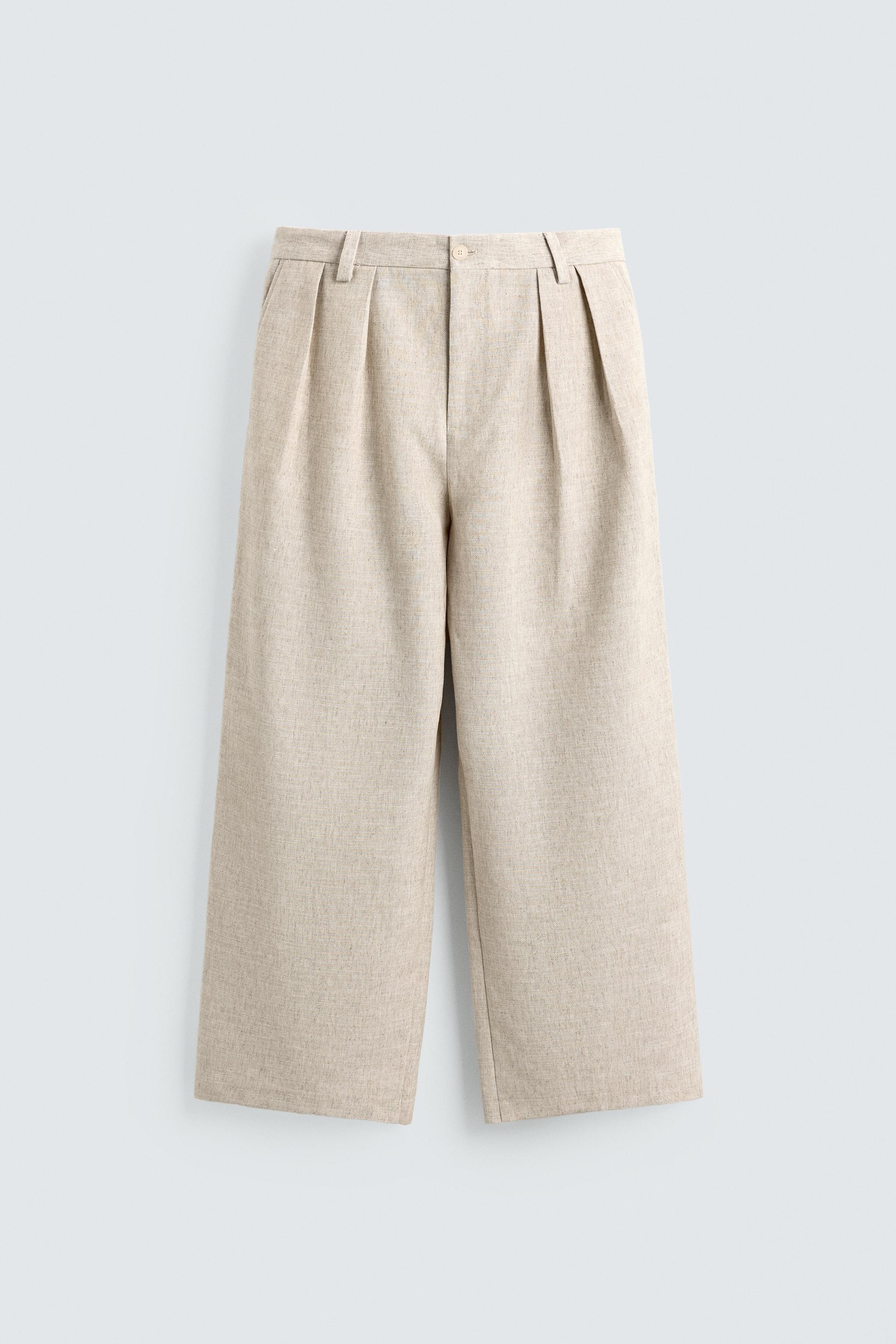 リラックスフィットプリーツパンツ - ライトベージュ | ZARA Japan / 日本