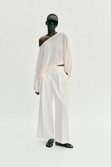 WIDE-LEG TROUSERS WITH DARTS - Oyster-white by Zara